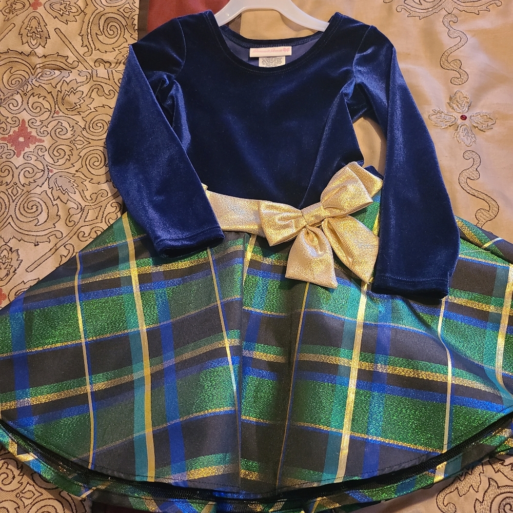 Bonnie Jean Blue Velvet Hipster Dress Sz 3T